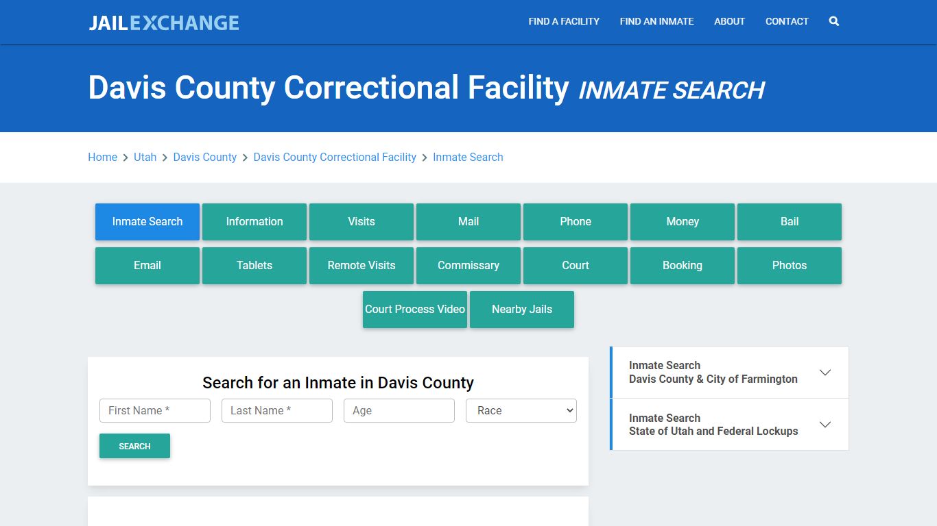 Davis County Correctional Facility Inmate Search - Jail Exchange