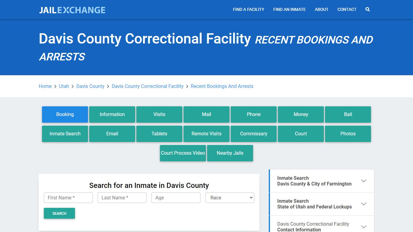 Davis County Correctional Facility Recent Bookings And Arrests